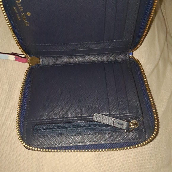 Kate Spade Laurel Way Blue/Pink Striped Saffiano Leather Crossbody/Wallet LNC - Picture 11 of 12